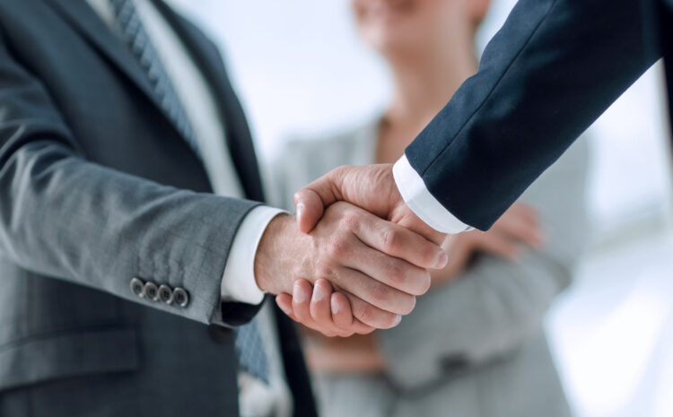Handshake between two business professionals.