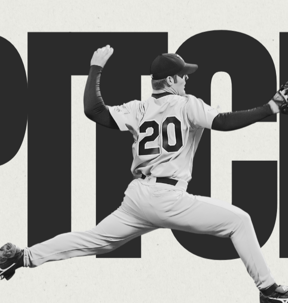 Baseball pitcher mid-throw with "PITCH" text.